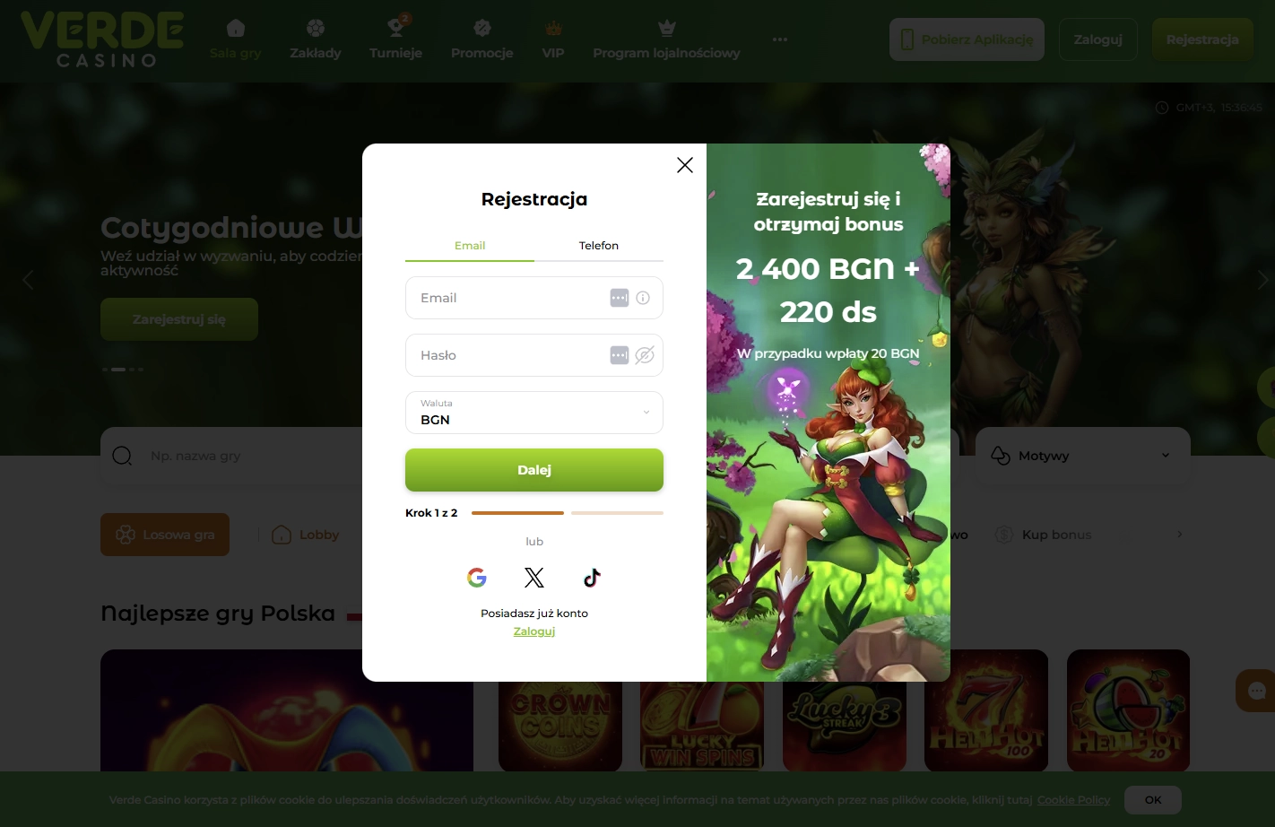 Proces rejestracji w Verde Casino